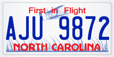 NC license plate AJU9872