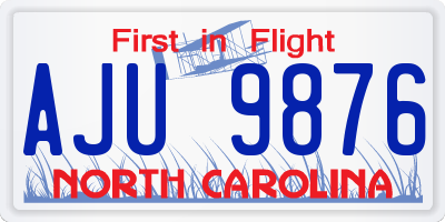 NC license plate AJU9876