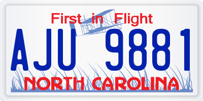 NC license plate AJU9881