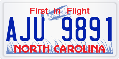 NC license plate AJU9891