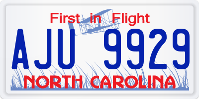 NC license plate AJU9929