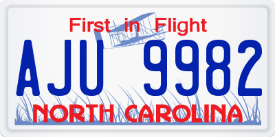 NC license plate AJU9982