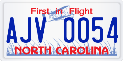 NC license plate AJV0054