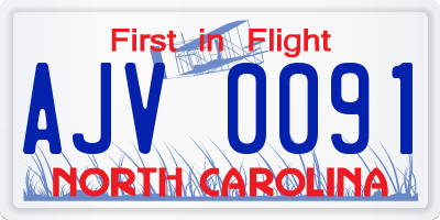 NC license plate AJV0091