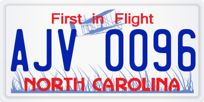 NC license plate AJV0096