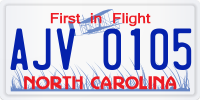 NC license plate AJV0105