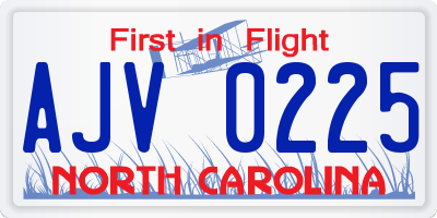 NC license plate AJV0225
