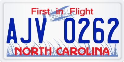 NC license plate AJV0262