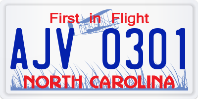 NC license plate AJV0301