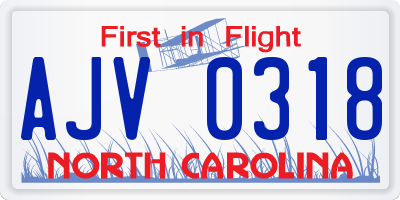 NC license plate AJV0318