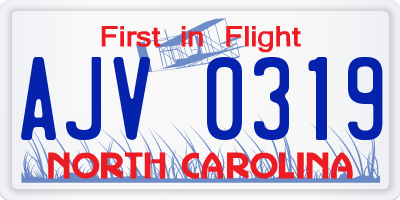 NC license plate AJV0319
