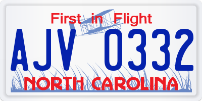 NC license plate AJV0332