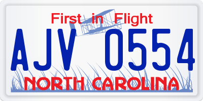 NC license plate AJV0554