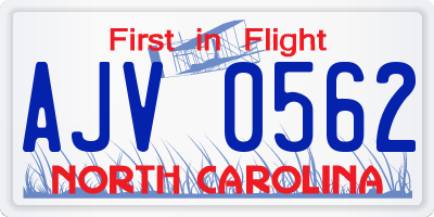 NC license plate AJV0562