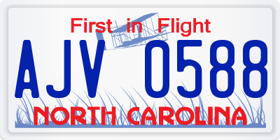 NC license plate AJV0588