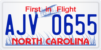 NC license plate AJV0655