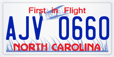 NC license plate AJV0660