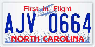 NC license plate AJV0664