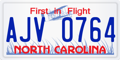 NC license plate AJV0764
