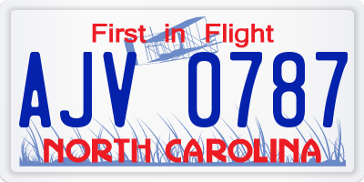 NC license plate AJV0787