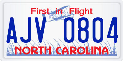 NC license plate AJV0804