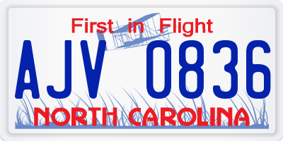 NC license plate AJV0836