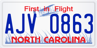 NC license plate AJV0863