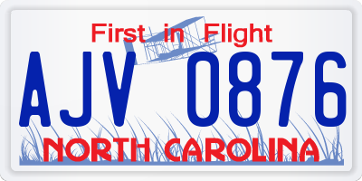 NC license plate AJV0876