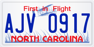 NC license plate AJV0917