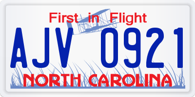 NC license plate AJV0921