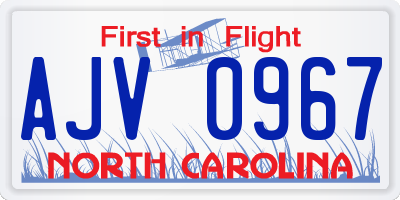 NC license plate AJV0967