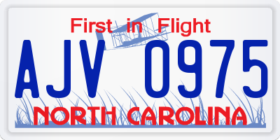 NC license plate AJV0975