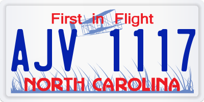 NC license plate AJV1117