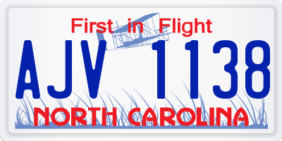 NC license plate AJV1138