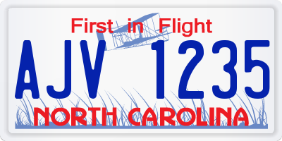 NC license plate AJV1235
