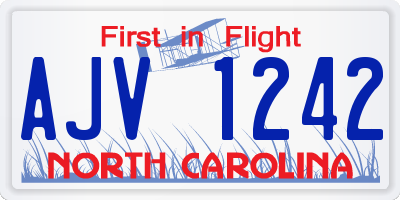 NC license plate AJV1242