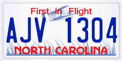 NC license plate AJV1304