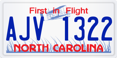 NC license plate AJV1322
