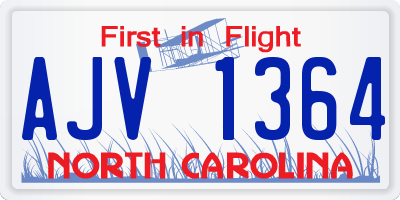 NC license plate AJV1364