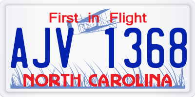 NC license plate AJV1368