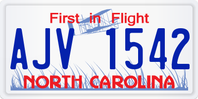 NC license plate AJV1542