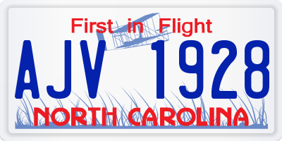 NC license plate AJV1928