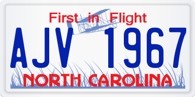 NC license plate AJV1967