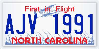 NC license plate AJV1991