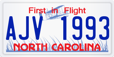 NC license plate AJV1993