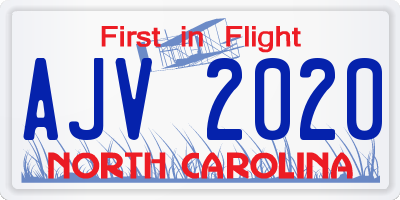 NC license plate AJV2020