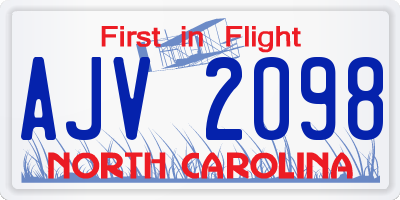 NC license plate AJV2098