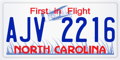 NC license plate AJV2216