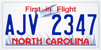 NC license plate AJV2347