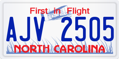 NC license plate AJV2505